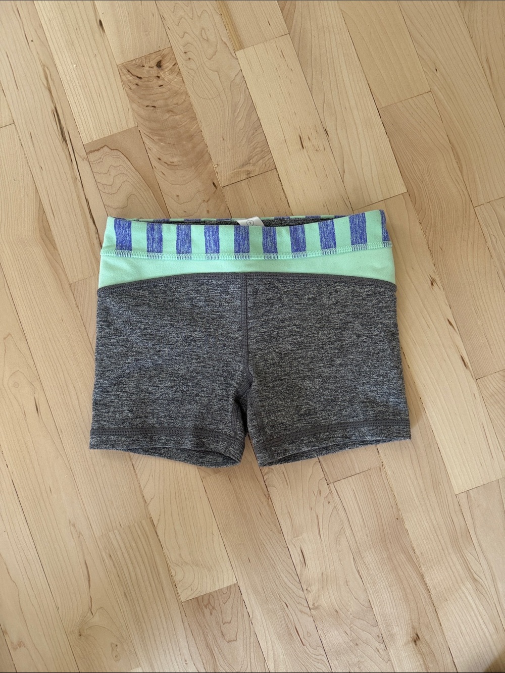Ivivva Gray Shorts with Mint and Purple Stripe Waistband